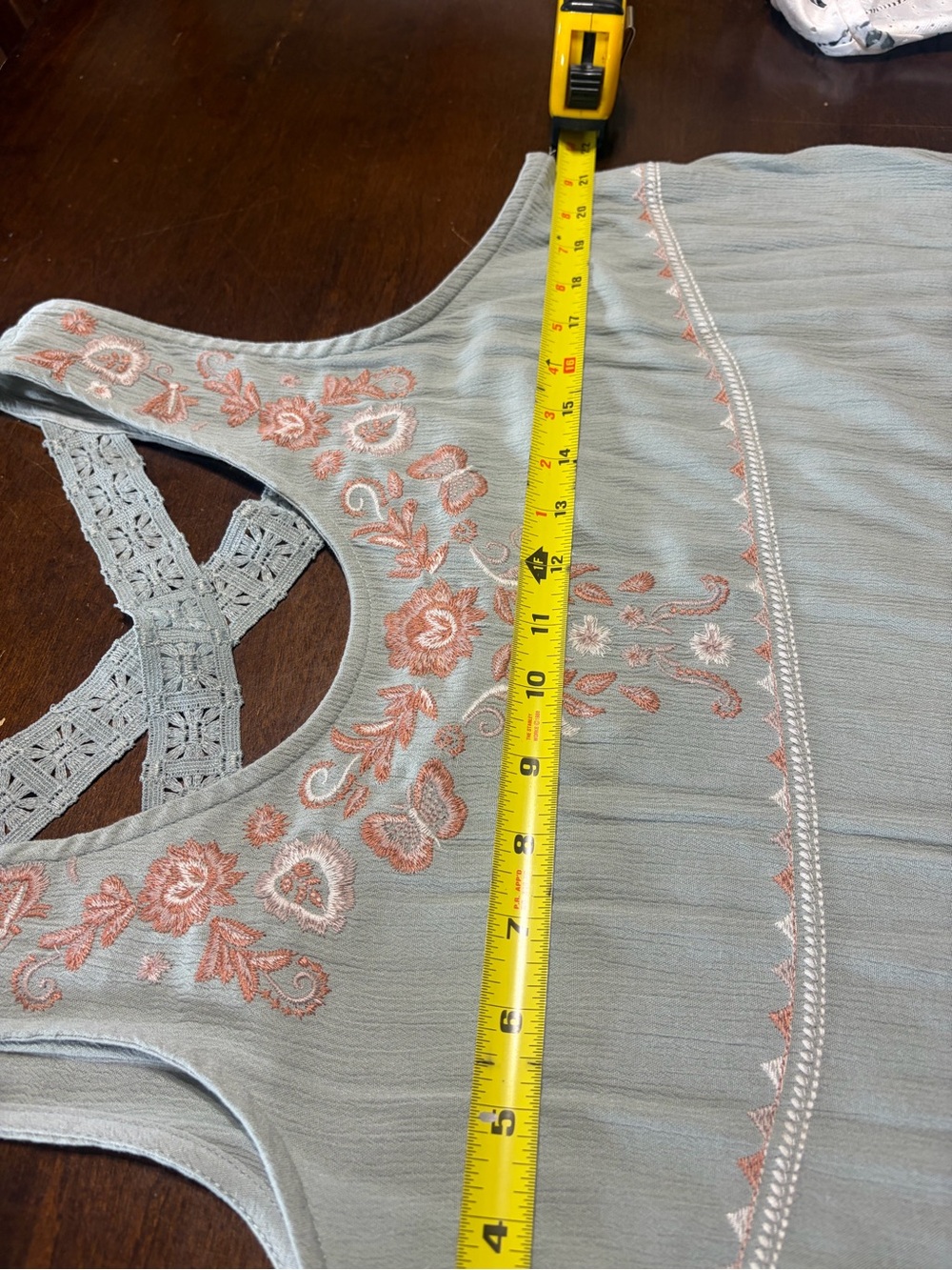 Knox Rose Embroidered Sage Green Scoop Neck Tank - Picture 6 of 6